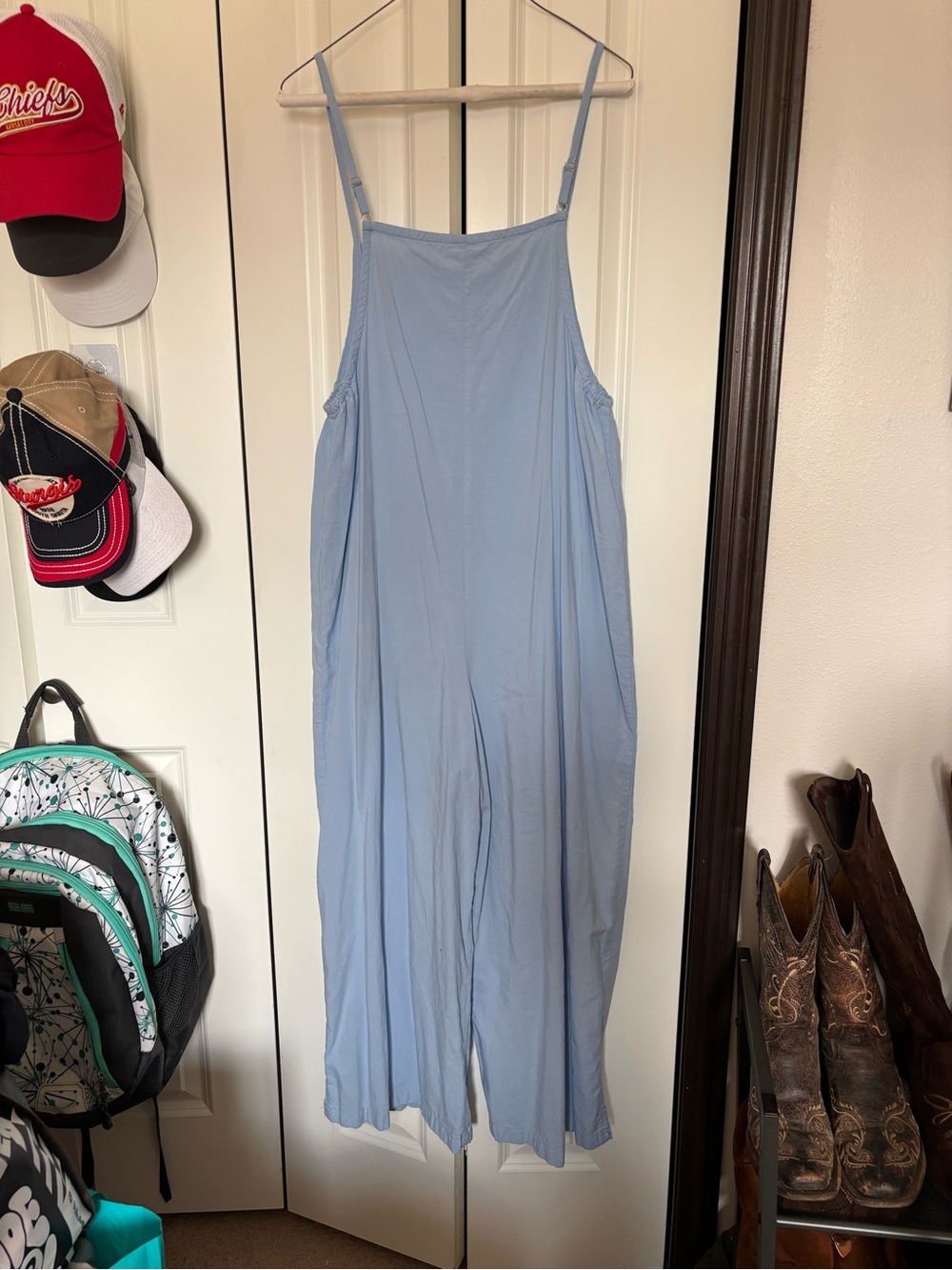 Light Blue Wide-Leg Jumpsuit - Picture 2 of 4